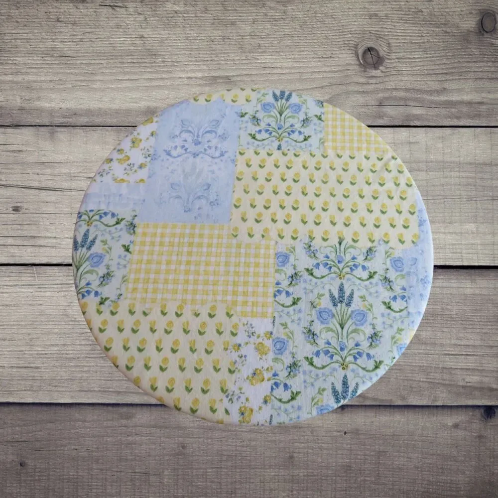 Kitchenaid Bowl Cover Reversible Yellow and Blue Floral with Chickens